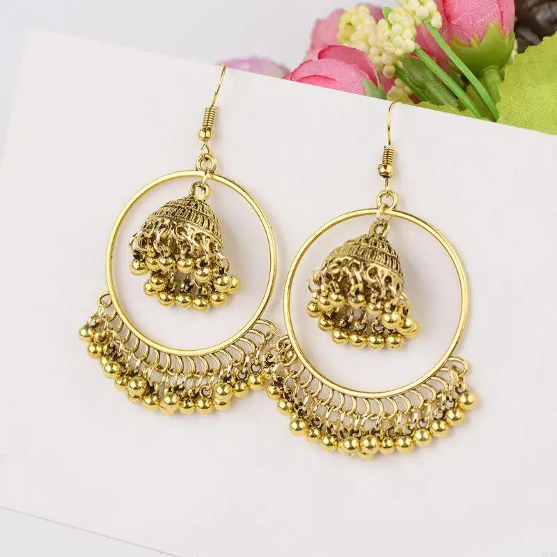 Zenat 2025 Retro Tassel Drop Jhumka Earrings