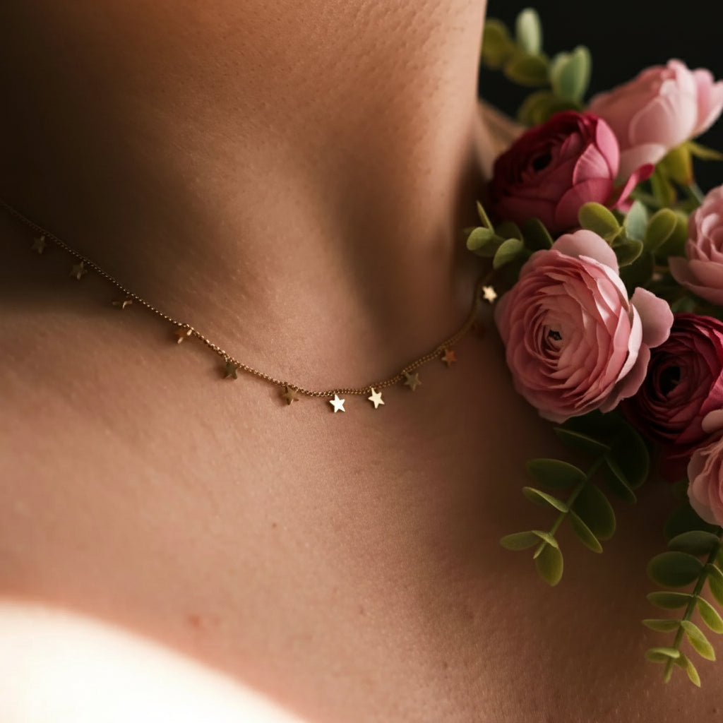 Zenat Golden Chains Necklaces Star Heart Stainless Steel