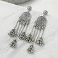 Zenat Retro Geometric Bead Tassel Jhumka Earrings