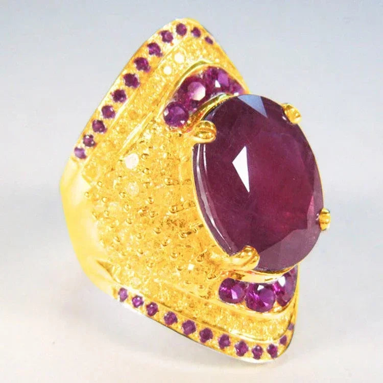 Zenat American Red Cubic Zirconia Ring