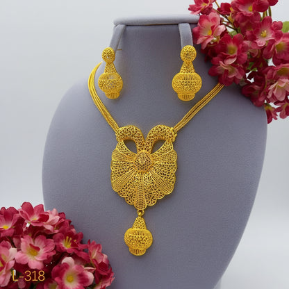 Zenat Dubai 24K Gold Color Necklace Earring Jewelry Set