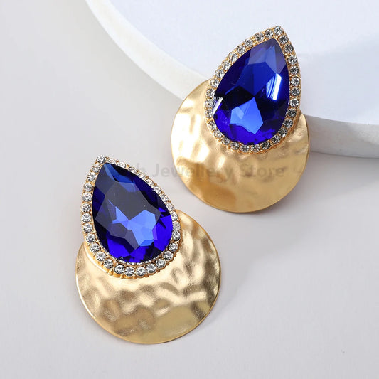 Zenat Big Round Metal Stud Earrings – Elegant Statement