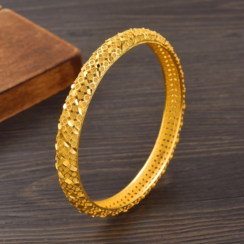 Bangrui 24K Dubai Gold Color Bangles Free Size