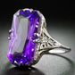 Zenat Purple Cubic Zirconia Square Crystal Ring