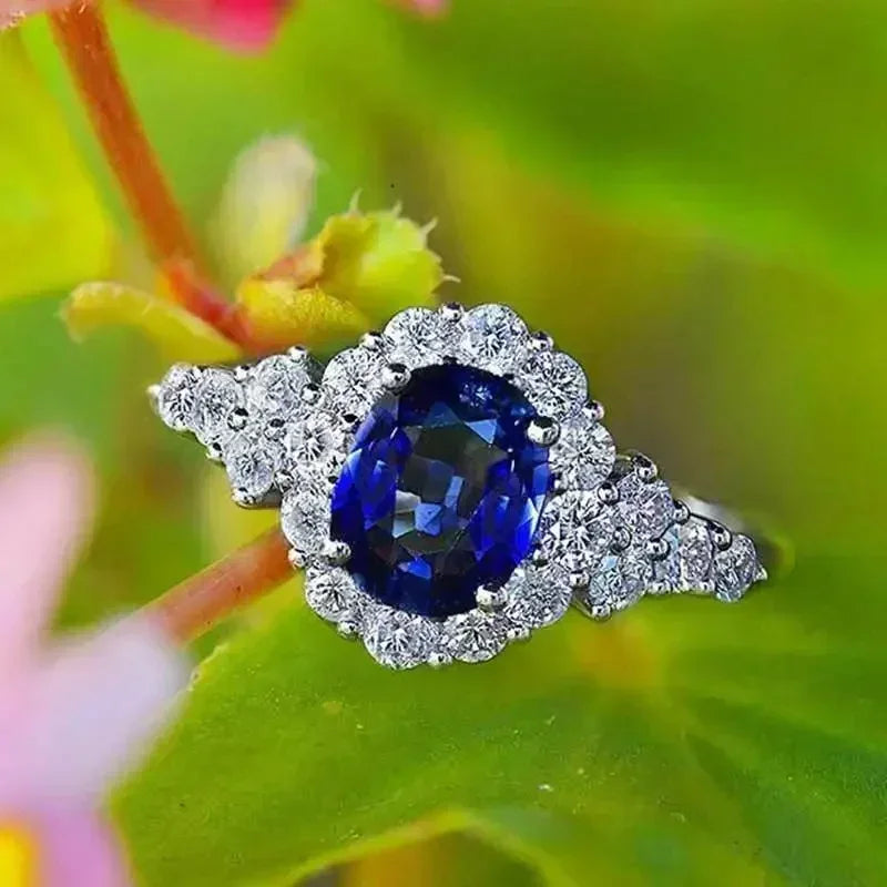 Zenat Blue Cube Zircon Elegant Ring