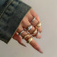 Zenat 8-Piece Chunky Mixed Metal Rings Set