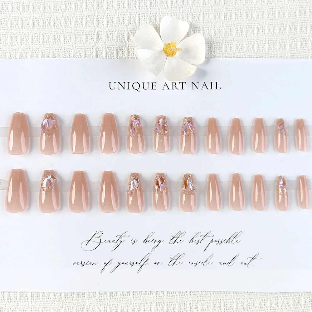 Zenat 24Pcs Short Coffin Press-On Nails