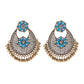 Zenat Retro Green Carved Pearl Tassel Jhumka