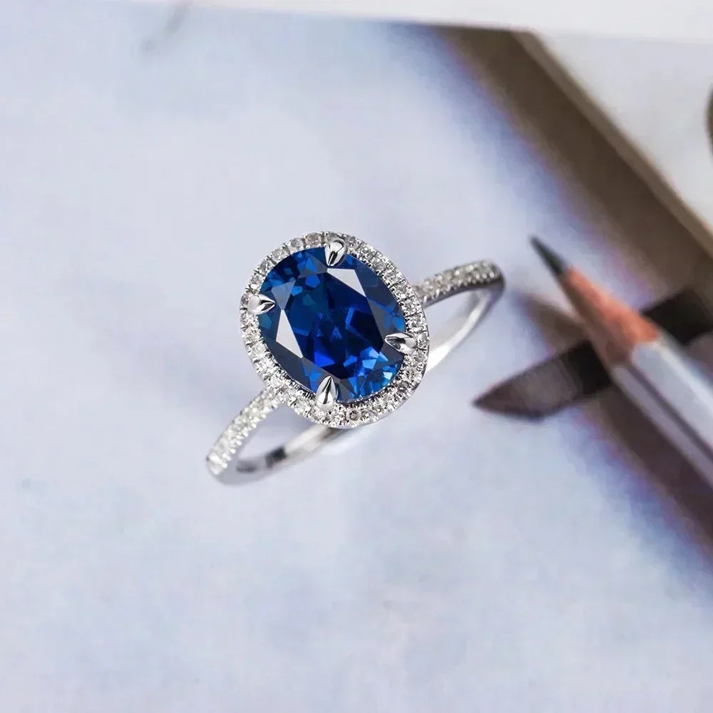 Zenat Blue Cube Zircon Elegant Ring