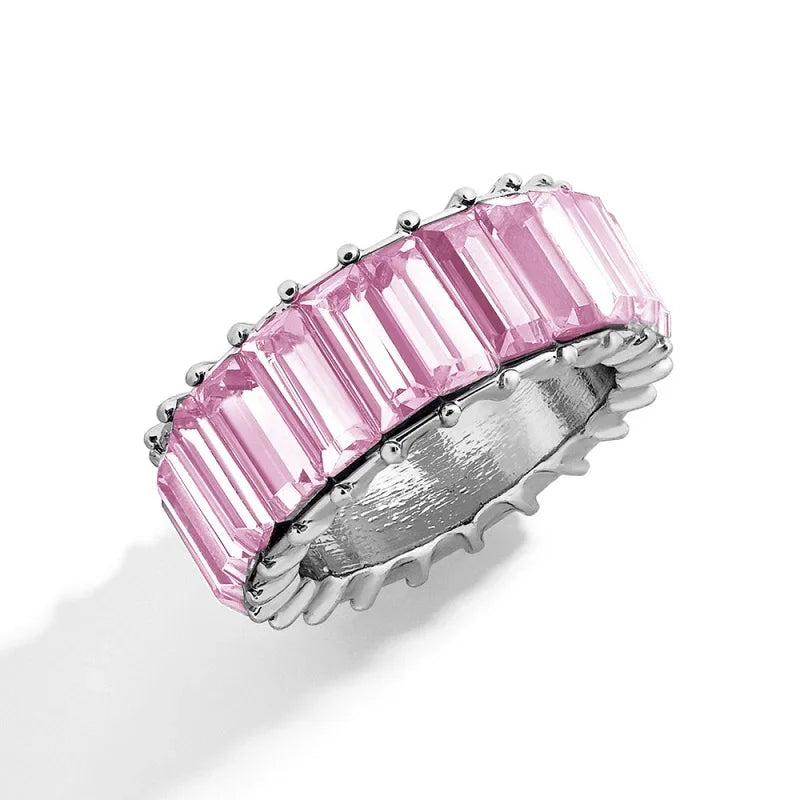 Fashion Luxury Multicolor Charm Zircon Wedding Rings for Women Round Square Stone Party Ring Jewelry