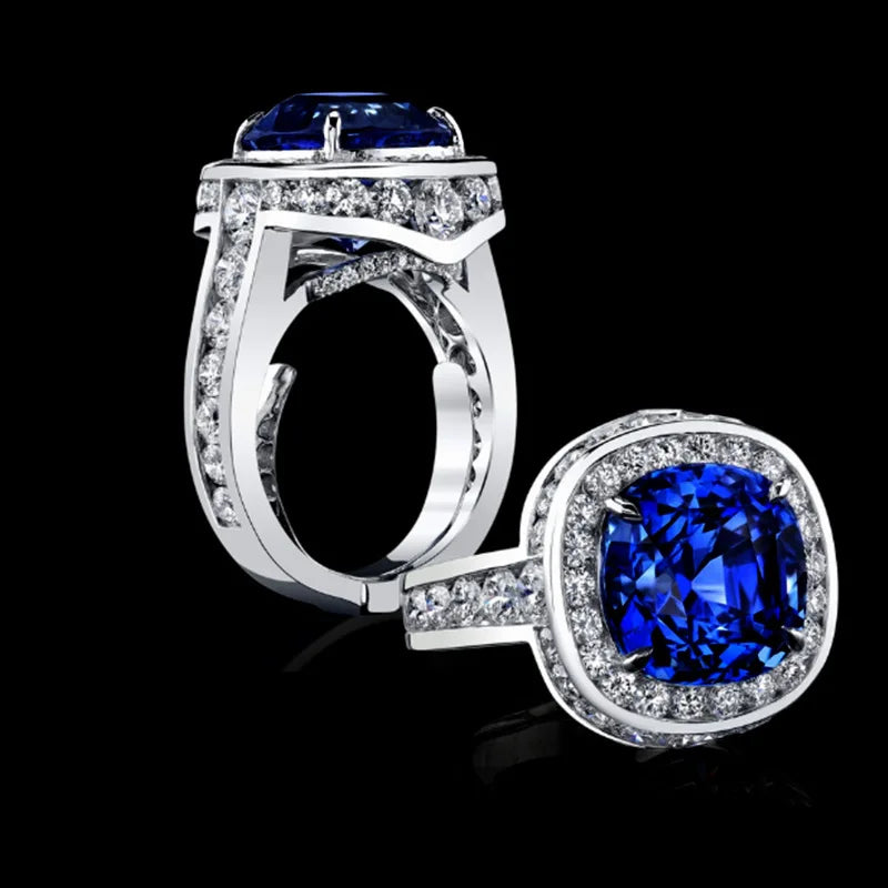 Zenat Luxury Prong Rings – Deep Blue Zircon
