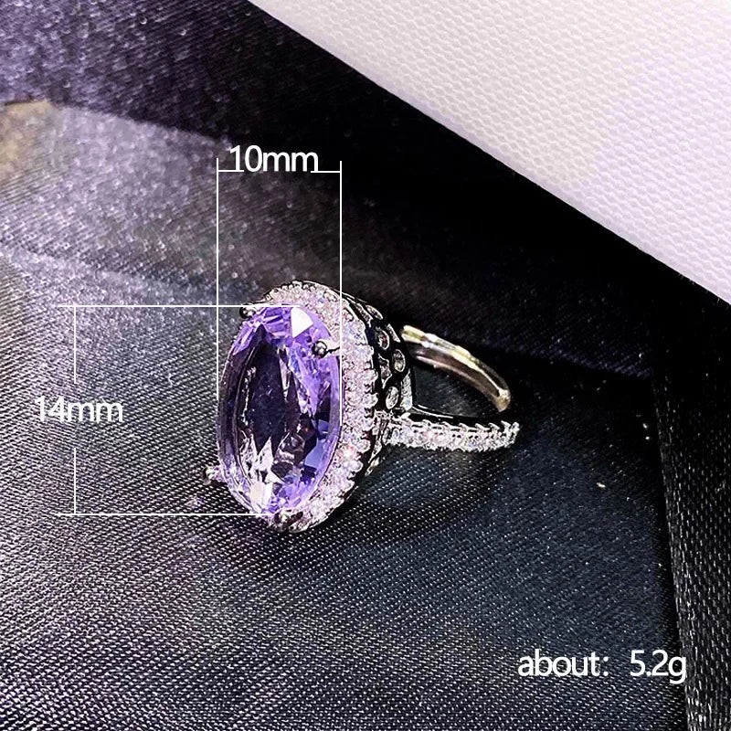 Zenat Purple Cubic Zirconia Square Crystal Ring
