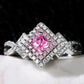 Zenat Pink Sparkling Zircon Princess Square Ring