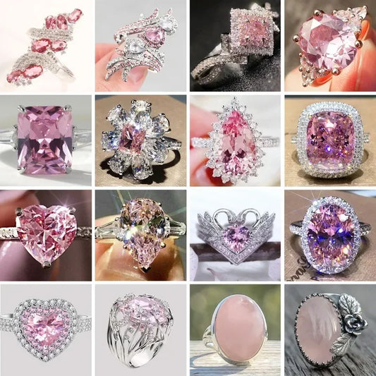 Zenat Pink Zirconia Trendy Sweet and Romantic Engagement Rings