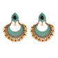Zenat Retro Green Carved Pearl Tassel Jhumka