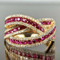 Zenat Elegant Red Corundum Ring with Large Zircon