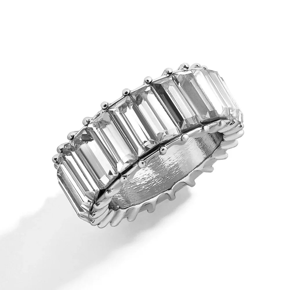Luxury Female White Crystal Stone  Ring Irregular Zirconia Wedding Rings for Women Trendy Geometric Zircon Engagement Ring