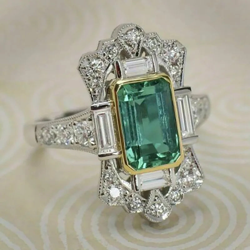 Zenat Colorful Green Cubic Zirconia Rings