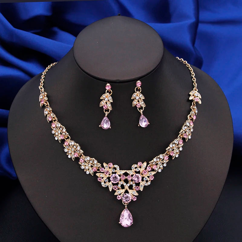 Fashion Choker Necklace Sets for Women Bridal Jewelry Sets Party Prom Wedding Earrings Costume Accessories