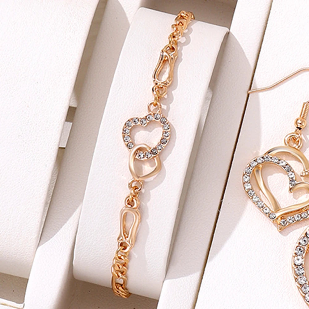 Zenat 4-piece Women Jewelry Set Creative Heart Diamond Necklace