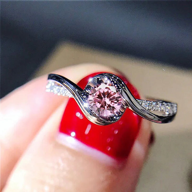 Zenat Pink Cubic Zirconia Ring for Women
