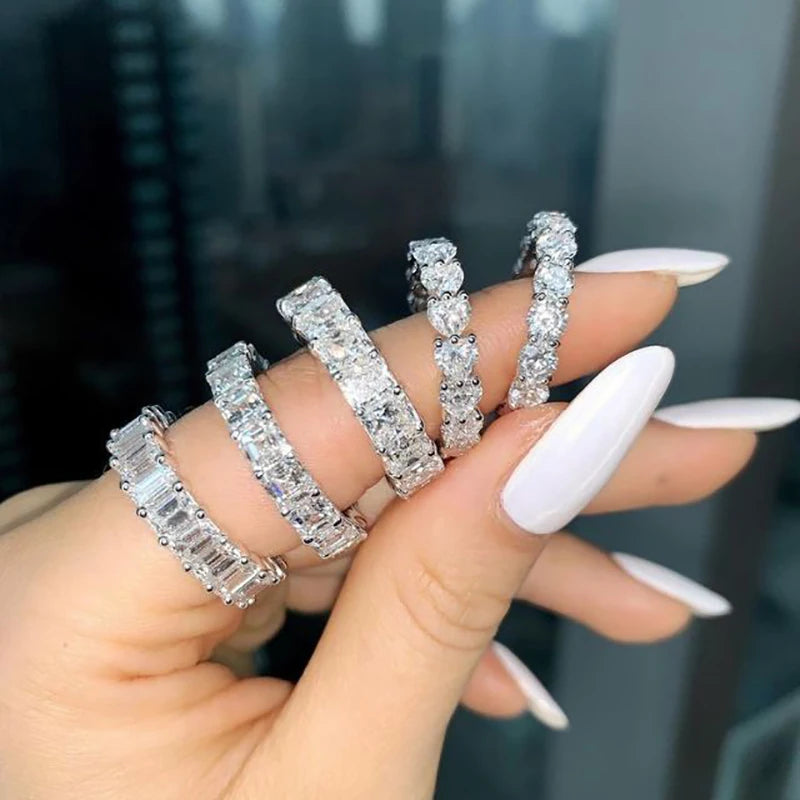 Luxury Female White Crystal Stone  Ring Irregular Zirconia Wedding Rings for Women Trendy Geometric Zircon Engagement Ring