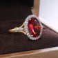 2025 European and American Red Cubic Zirconia Ring, Oval Geometric Fashion Temperament Elegant and Dazzling Jewelry Accessories