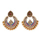 Zenat Retro Green Carved Pearl Tassel Jhumka