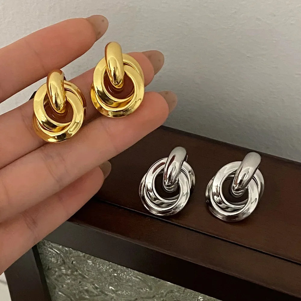 Zenat 925 Silver 18K Round Stud Earrings – Minimalist