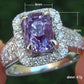 Zenat Purple Cubic Zirconia Square Crystal Ring