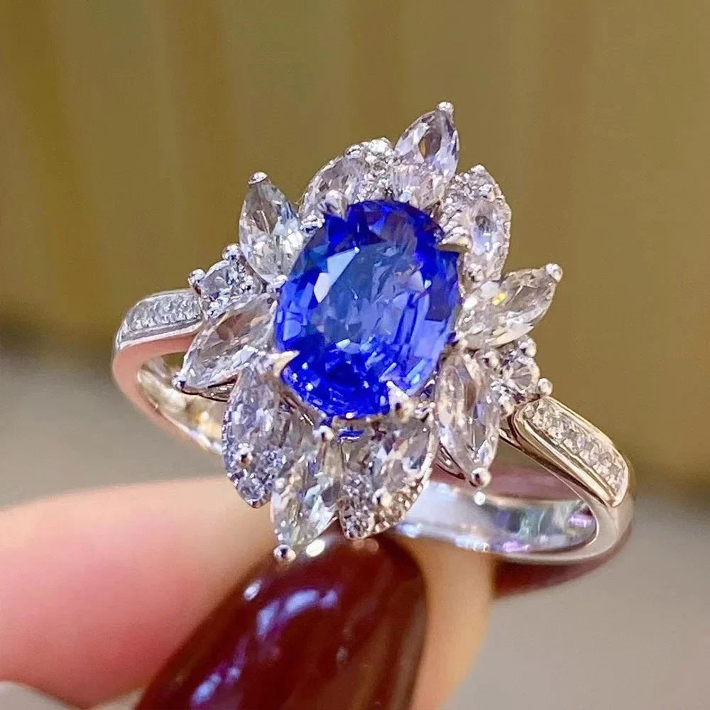 Zenat Luxury Prong Rings – Deep Blue Zircon