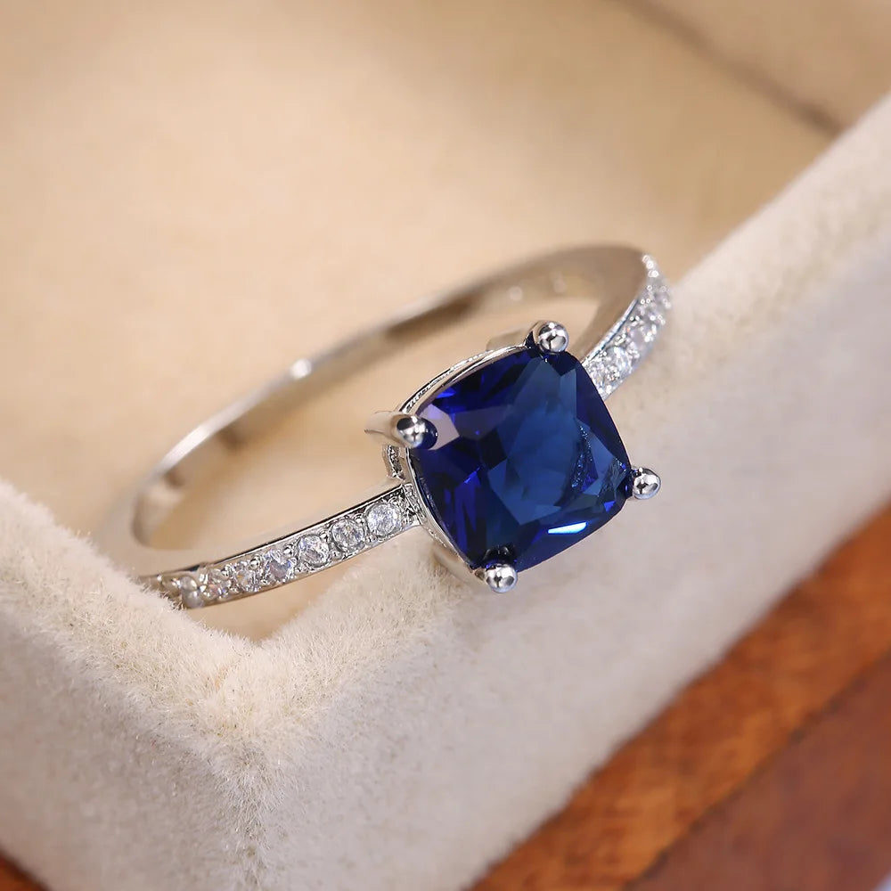 Zenat Luxury Prong Rings – Deep Blue Zircon