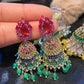 Zenat Colorful CZ Tassel Boho Jhumka Earrings