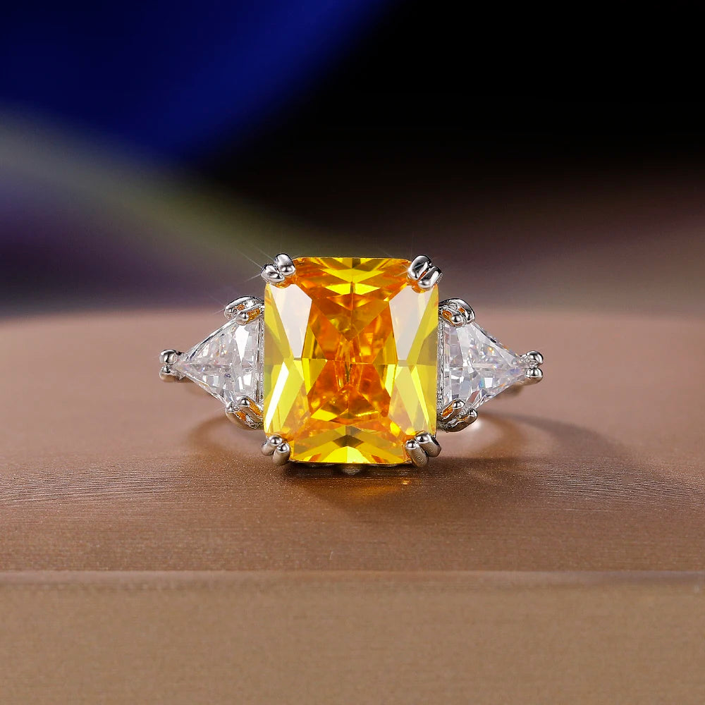 Zenat Yellow Cubic Zirconia Silver Color Ring