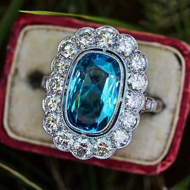 Zenat Sea Blue Cubic Zirconia Women’s Ring