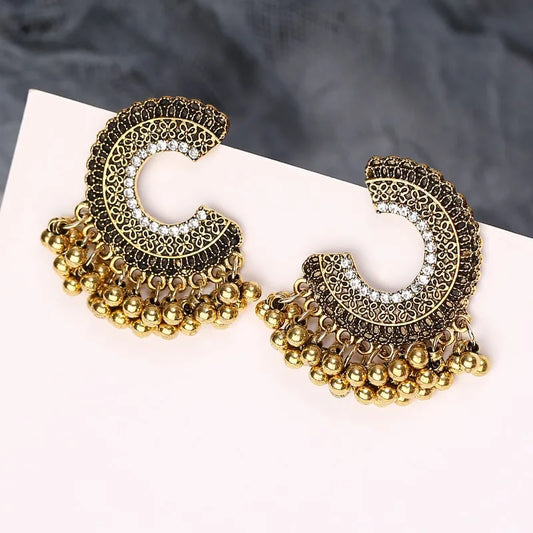 Zenat Colorful CZ Tassel Semicircle Jhumka