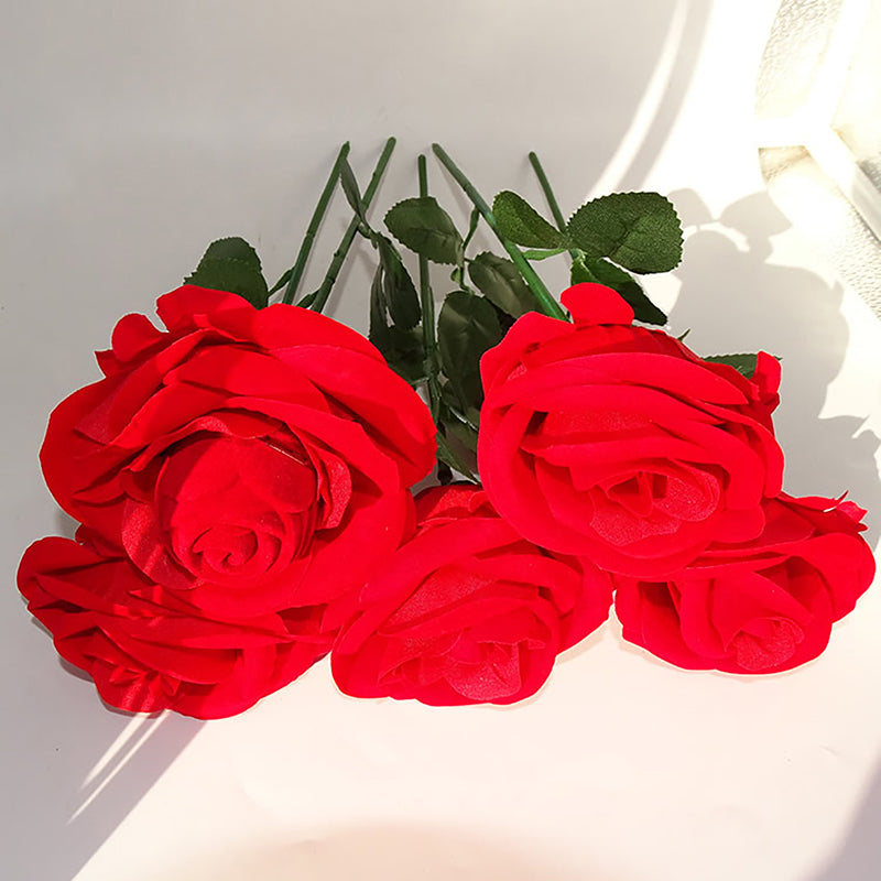 Unique Rose Flower Ring Boxes Red Velvet Rose Earring Gift Holder