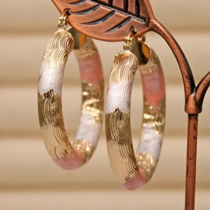Zenat Golden Pink Earrings Exquisite Daily Wear