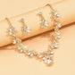 Zenat 3PC Sparkling Leaf Water Drop Jewelry Set