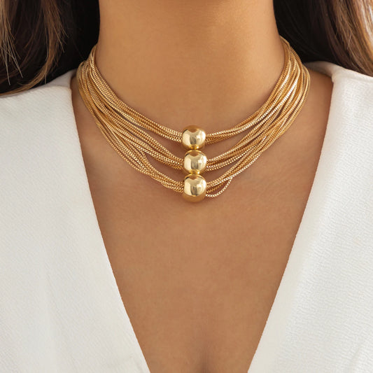 Zenat Multi Layered Big Ball Necklace For Women