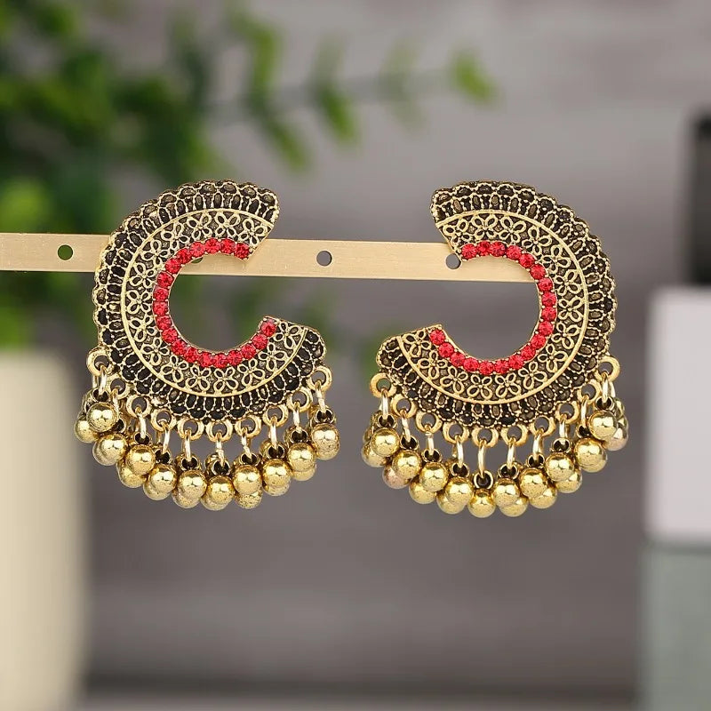 Zenat Colorful CZ Tassel Semicircle Jhumka