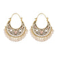 Zenat Retro Green Carved Pearl Tassel Jhumka
