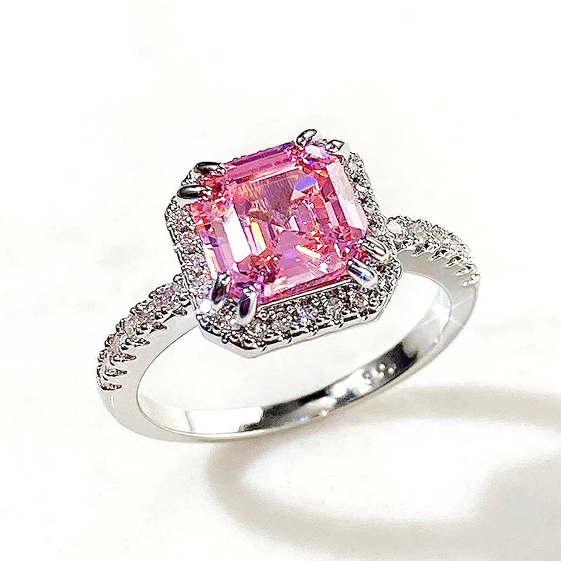 Zenat Pink Zirconia Trendy Sweet and Romantic Engagement Rings