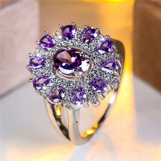Zenat Charming Purple Flower Zircon