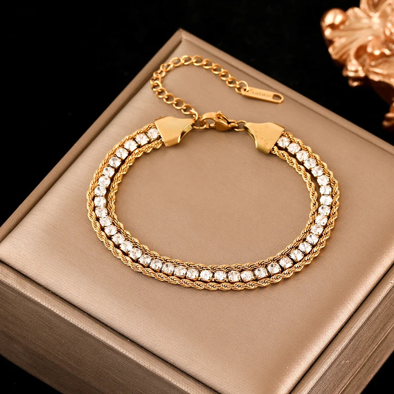 Twisted Bracelet 18K Gold Plated Waterproof 316 Steel