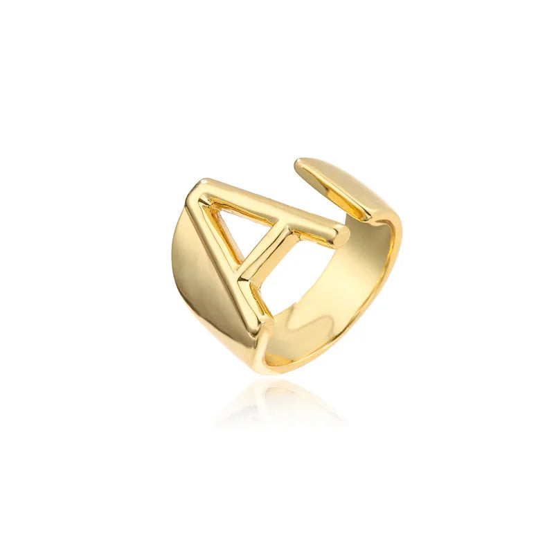 Zenat Letter Adjustable Stainless Steel Ring