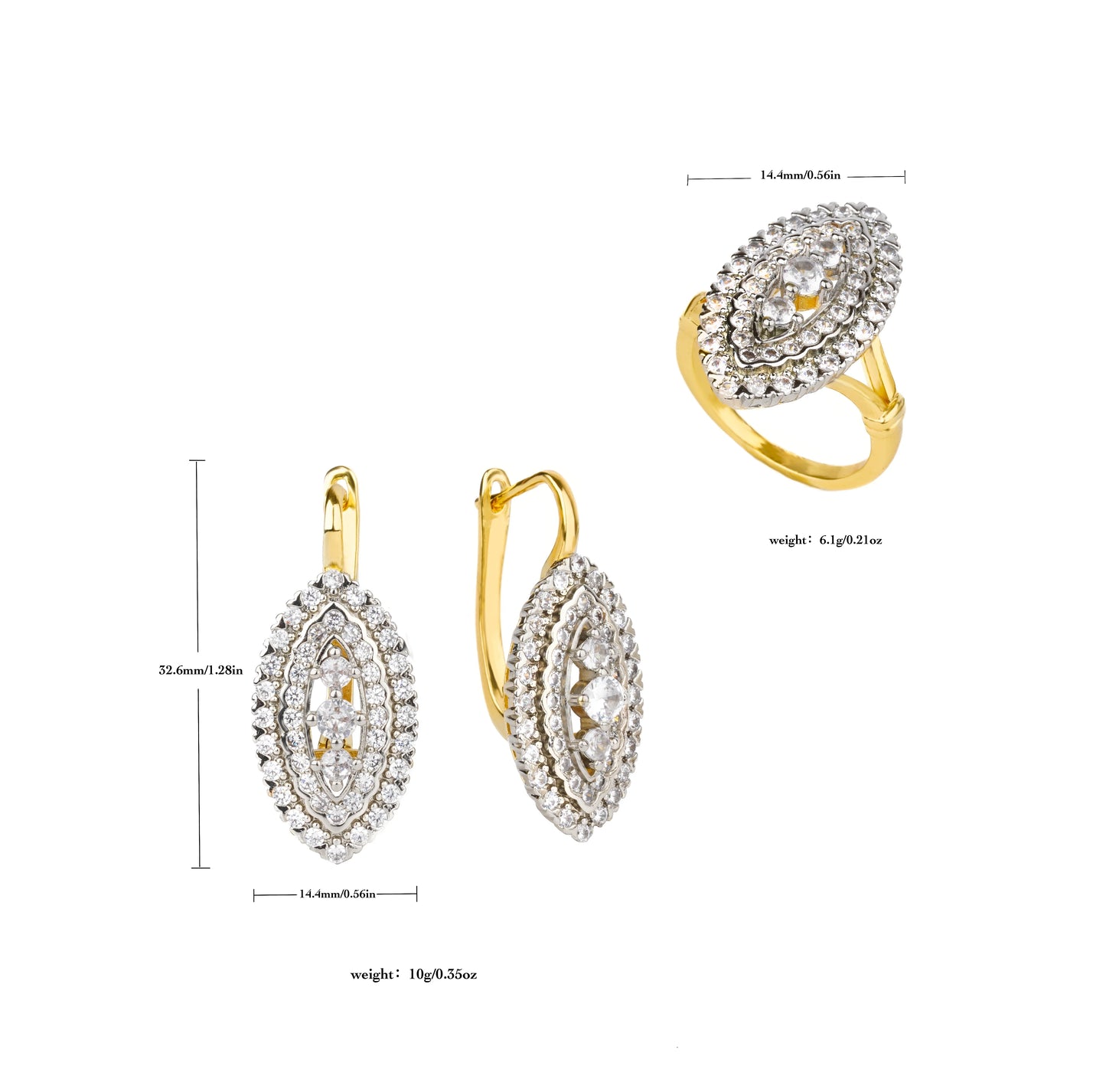 Zenat Evil Eye Earrings & Ring Set – 14K Gold