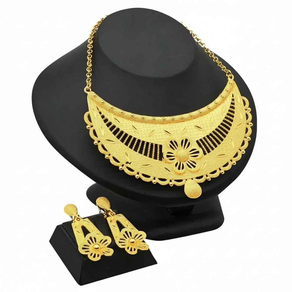 Zenat Bridal Dubai 24k Gold Color Jewelry Set