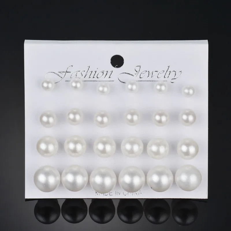 Zenat 18 Pairs Pearl Earrings – Lightweight Daily Wear
