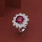 Zenat Deluxe Floral Red AAA Cubic Zirconia Gem Ring for Women